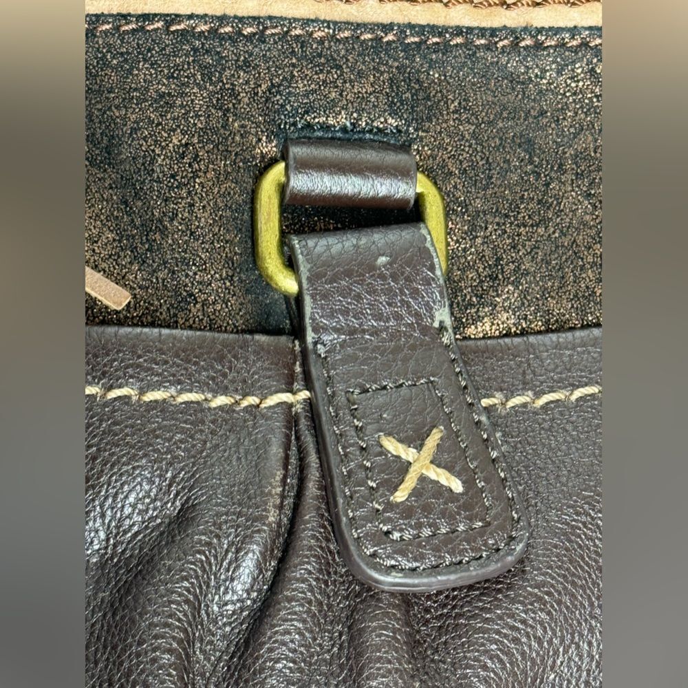 The Sak Women Brown Leather Crossbody Shoulder Bag Adjustable Canvas Strap Boho - Picture 4 of 11